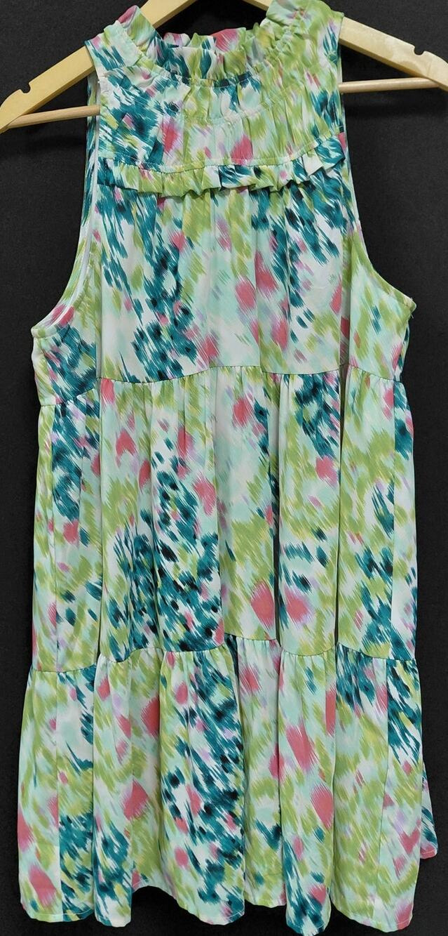 entro Floral  Dress Green Lightweight Knee Length Women Size L